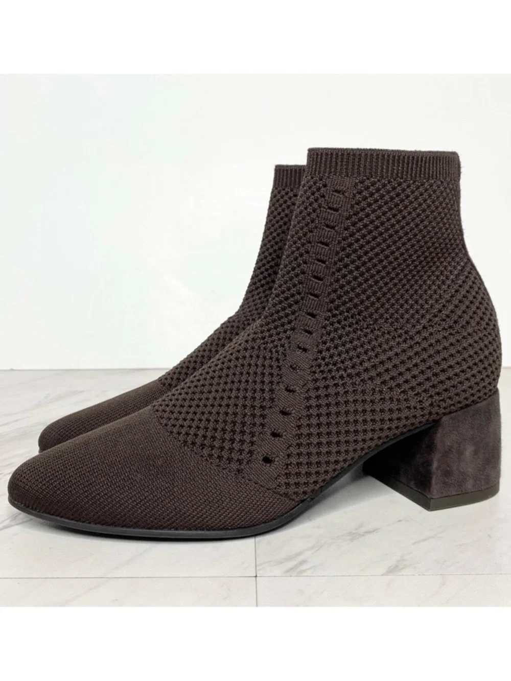 Eileen Fisher Honey Brown Knit Stretch Bootie 5